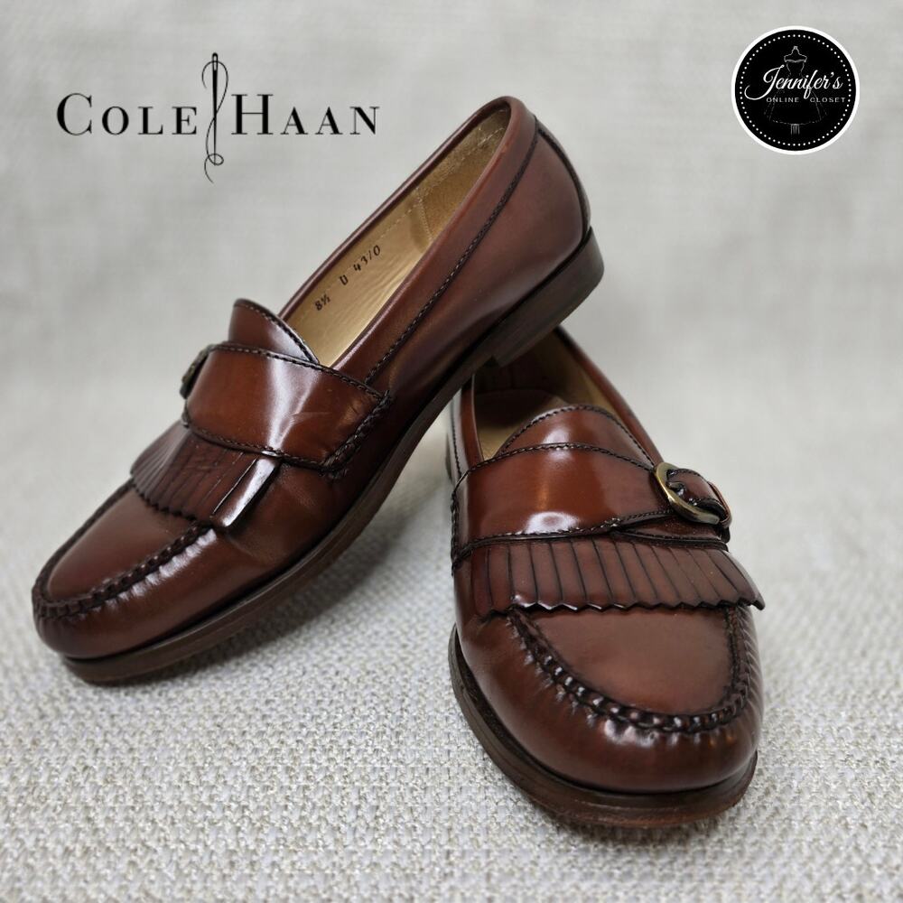 Cole Haan Men's 03517 Mahogany Kiltie Fringe Pinkle Buckle Loafers Size 8.5D